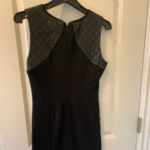 Black faux leather detailed dress